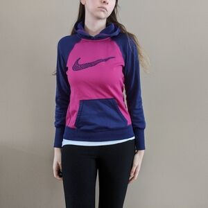 Nike Swoosh Fuchia hoodie with color block purple